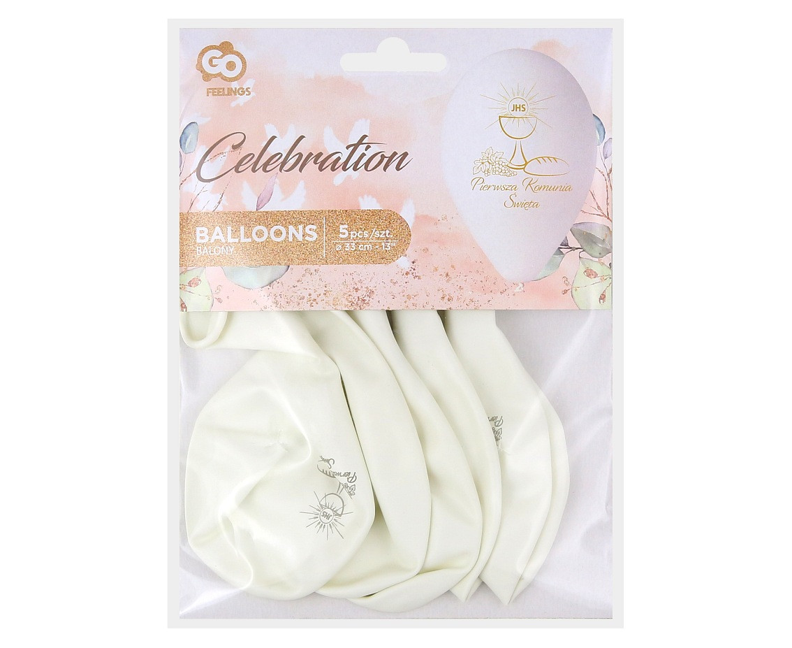 Balony Premium Hel Pierwsza Komunia Św.(kielich) 13"/ 5szt. GoDan